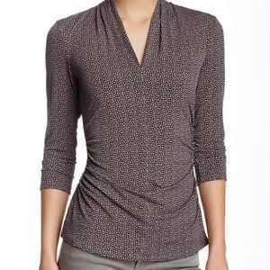 Vince Camuto 3/4 sleeve ruched top slim fit XS